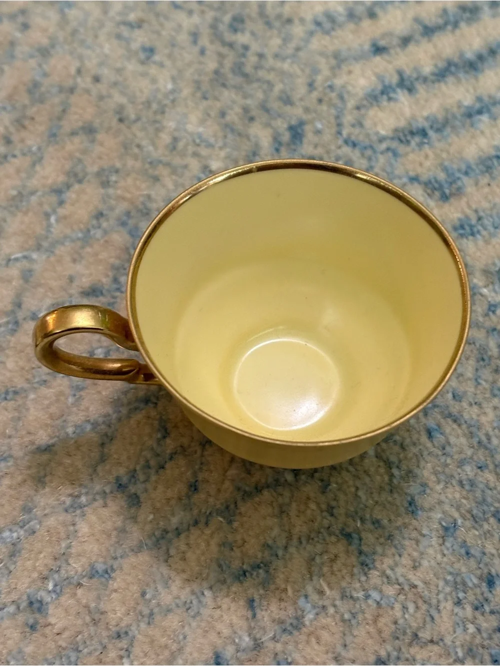 Yellow Vintage Tirschenreuth Bavaria Teacup And Saucer Gold Rim